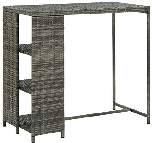 vidaXL Barbord med förvaringshyllor grå 120x60x110 cm konstrotting