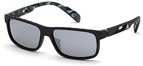 adidas SP0023@5802C Herren-Sonnenbrille, quadratisch, normale Gläser, Größe 58, Mattschwarz/Grau