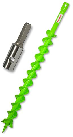 WERHE Erdbohrer 60 mm mit Hex Adapter, Vollstahl, Doppelwendel für Löcher | Ideal für Zaunpfähle und Pflanzlöcher, reduziert Ermüdung, kompatibel mit Standardbohrmaschinen, ergonomischer Griff