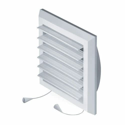 Griglia di ventilazione bianca – 175 mm x 175 mm – con attacco da 100 mm, zanzariera anti-insetti e tapparella per tapparelle – copertura di ventilazione.