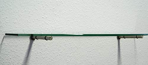 Dekoleidenschaft Wandregal aus 6mm Glas, satiniert, Verschiedene Formen und Größen, Glasregal, Glasboden, Glasablage, Badregal, Eckregal Bad Ablage Regal (Tablarträger Stick 130, 40x15 cm)