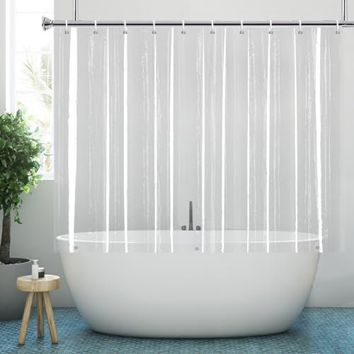 YISURE Duschvorhang Transparent kurz 180x150cm, kürzerer Duschvorhang Wasserdicht mit magneten, Breite 180 x Höhe 150cm