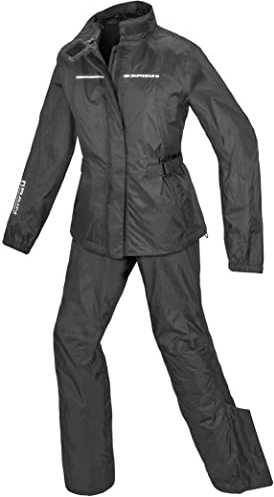 SPIDI Touring Rain Kit 2-Teiler Damen Motorrad Regenkombi (Black,L)
