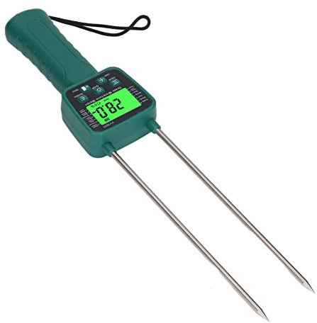 Humidimètre de Foin, Testeur d'humidité de Grain Multifonctionnel avec écran LCD rétroéclairé, Analyseur de Teneur en Eau de blé, Testeur d'humidité de Type Sonde pour
