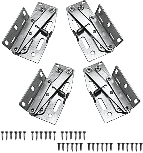 MIAO JIN 4Pcs 45 Degrees Scissor Hinges Tip Out Tray Hinges for Kitchen Sink-Front Drawer、Folding Sofa or Bathroom Cabinet Organizer Nickel Plated Steel Spring Hinge (2 Pair)