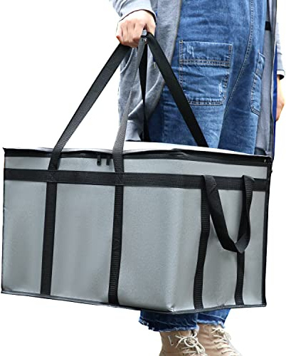 musbus Very Heat XXXL Insulated Food Delivery Bag Cooler Bags Keep Food Warm Catering Therma for doordash Catering Cooler Bags Keep Food Warm Catering Therma Gray Pizza