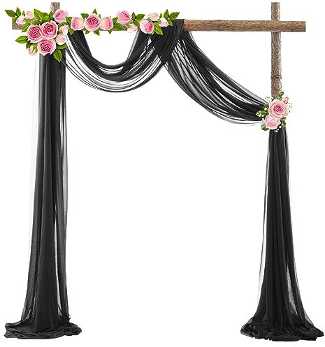 HUHJYUGE Tüll Fotovorhang Hintergrund Vorhäng, Hochzeitsbogen Tüllstoff Hochzeit Bogenvorhäng Freihandbogen Querbehang für Babyparty Party Hochzeit Torbogen Zeremonie (31 600cm)