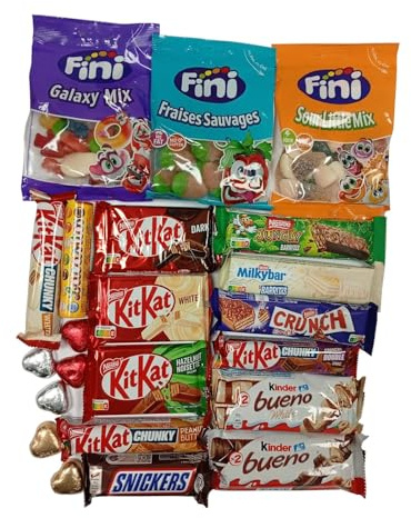Deliex delicias de Extremadura. Surtido de chuches y chocolates para regalo. Lote de chocolates y gominolas para regalar. Regalo original para mujer y hombre