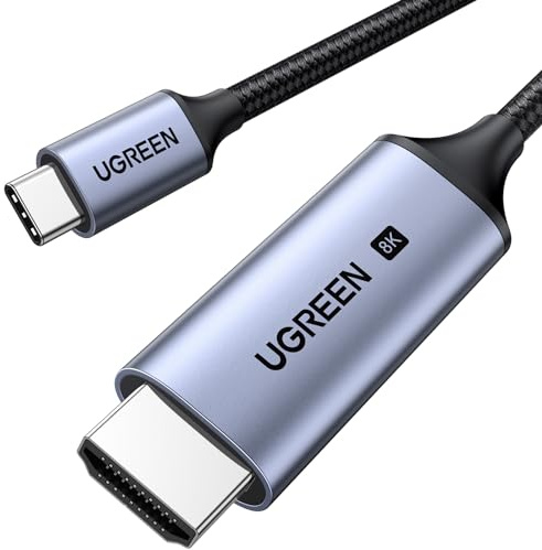 UGREEN USB C auf HDMI Kabel, HDMI 2.1, 8K 60Hz, 4K 240/144/120Hz, 3M | Type C HDMI Kabel, Thunderbolt 5/4/3, unterstützt HDR HDCP 2.3, kompatible mit iPhone 17/Mac mini M4/MacBook Pro Air/iPad