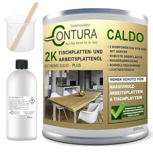 Contura 750ml. im Set Hartwachsöl 2K Arbeitsplattenöl Härter Holzöl Tische Theken Öl kratzfest Hartöl (Farblos - Naturholz)