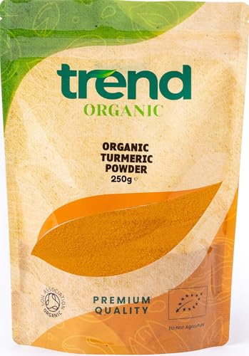 Trend Organic Turmeric Powder, 250g - Versatile Kitchen Essential, Ideal Spice for Baking and Cooking with Earthy Flavour, Certified Organic, Vegan, Non-GMO, No Additives No Preservatives, Raw