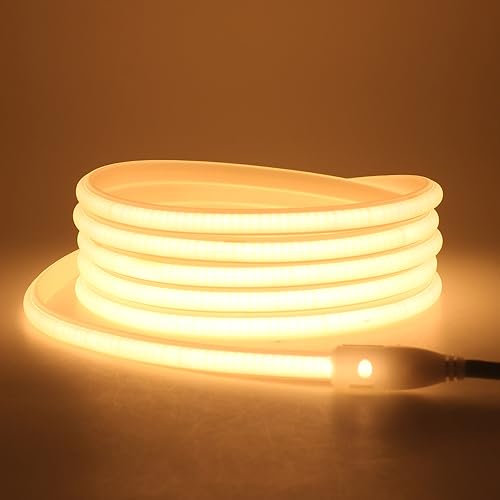 KISUFU 220V Tira LED COB, Impermeable IP65 Brillo Alto 288 LED/m Luces led Flexible Strip Light,Cada Corte de 50 cm para DIY El dormitorio, alero interior y luces decorativas.