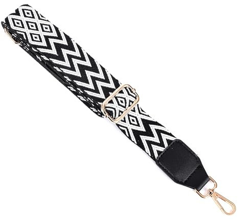 Taschengurte zum Wechseln Verstellbarer Schultergurt Breit 3,8cm, Längenverstellbarer 80-140cm Schulterriemen für Schultertasche Tragetaschen und Handtaschen,DIY Zubehör für Tasche,Schwarz/Weiss