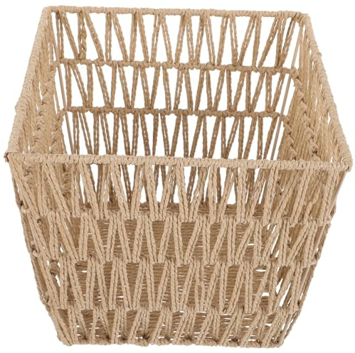 PRETYZOOM Corbeille à Papier Tissée Bac à Déchets Pour Cuisine Et Salle De Bain Panier De Rangement Décoratif Matériau Couleur Marron Pour Maison Et Organisation