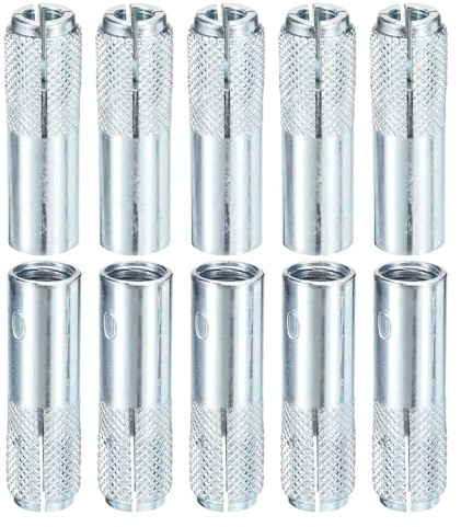 DTGN M10 x 40mm Drop-In Anchors - 10 Pack - Good for Dry Walls Hollow Bricks Plaster - Carbon Steel Sleeve Anchors Tool Expansion Anchors - Silver