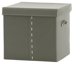 LIMAC Design GABRY Aufbewahrungsbox aus Leder mit Deckel für Schränke, Leder Gross Kisten aufbewahrung, Aufbewahrungswürfel mit Griffen, Hergestellt in Italien. (Taupe, Mod. 1-37x40x25 H)