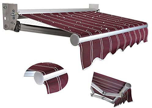 Toldo de brazo articulado con manivela – Toldo de pared para patio con ángulo ajustable, protección UV, impermeable, toldo de aluminio con diseño retráctil manual