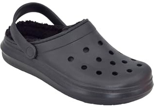 Chums Men's Wide Fit Fleece Lined Clog Lightweight Waterproof Thermal Clogs Black 10