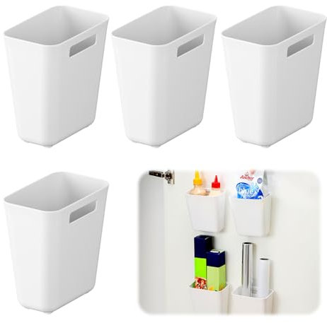 4 Pack Kitchen Cabinet Door Storage Box Organizer Small Self-Adhesive Wall Mounted storage baskets, Cabinet/Bathroom/Fridge/wardrobe/Kitchen/Shelves Small Items Organiser Storage Box