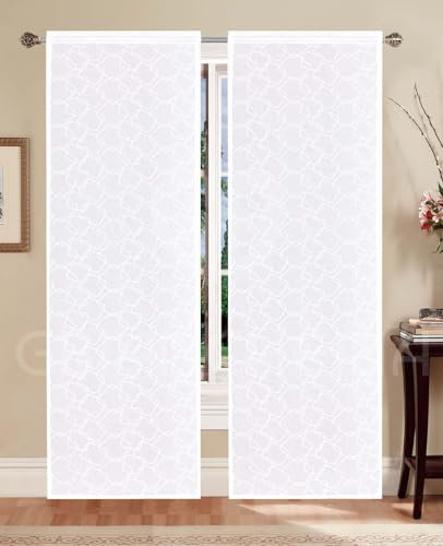 GBiancheria COPPIA TENDE KIRA RICAMATE 45X150 45X240 PER FINESTRE E PORTEFINESTRE PRONTE DA APPENDERE (Bianco, 45x240)