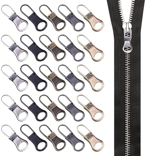 25 Stück Reißverschluss Zipper,Abnehmbare Metal Reißverschlussanhänger Ersatz für Rucksack Hosen Koffer Kleidung Geldbörse,Universal Reisverschlüse Replacement Ersatzteile,Pull Reparatur (Fünf Farben)