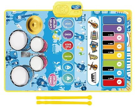 Rrlihjgu Spielmatte mit Musik, Spielmatte für Klavier und Schlagzeug, Jazz-Schlagzeug, pädagogisches Jazz-Schlagzeug, niedliches sensorisches Spielzeug, Musikinstrument zum Spielen, Unterhaltung