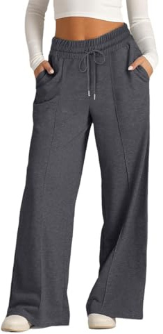 GRMLRPT Pantalones de Chándal para Mujer Cintura Elástico Pantalones de Deportivos Jogger para Gimnasio Deportes Correr Jogging con Bolsillos(Gris Oscuro,L)