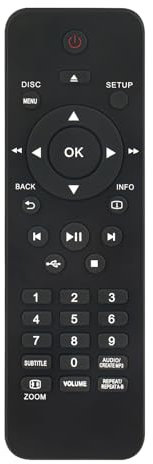 Télécommande remplacée Convient pour Philips DVD Player DVP3360/05 DVP3350/12 DVP3380/12 DVP3520/12 DVP3580/12 DVP5992/12 DVP3560 DVP3560/F7 DVP6620/12 DVP3560K DVP1033 DVP1033/51
