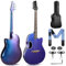 CAHAYA Chitarra Elettro-Acustica 41 Pollici: Fibra di Carbonio con Finitura Sfuma Blu-Viola Elegante, Tavola in Abete, Pickup Piezo Integrato, Perfetta per Viaggio e Palco (CCF0396P)