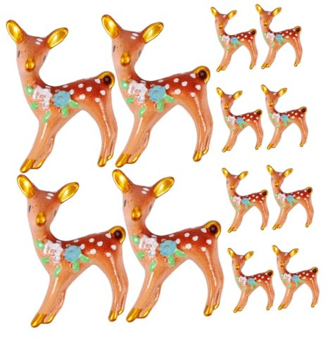 JOINPAYA 12stücke Hirschfiguren Resin Für Märchengärten Kreative Deko Für Kinderzimmer Und Feiern Für Bastelprojekte Kuchendekoration