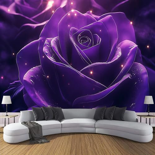 Geheimnisvolle Lila Rosen- Fototapete - Pflanzenästhetik - Größe 400X280Cm (Breite X Höhe) Wandtapete Tapete, Wandbild Wandtattoo Dekoration - Tapete, Kinderzimmer, Kindertapete