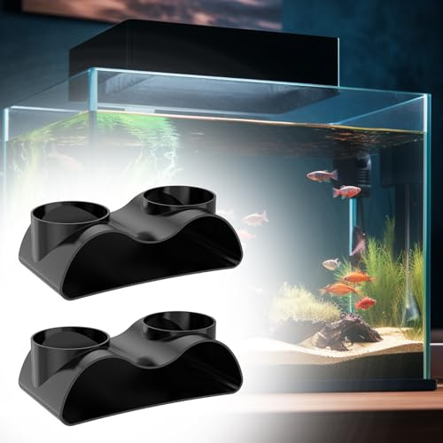 BAODBF 2 stücke Aquarium Unterirdischen Tunnel Höhle Doppel Loch Fisch Tank Out Hideout Cave Aquarium Fisch Kies Tunnel Dekoration für Zucht(schwarz)