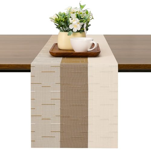 Chitomars Table Runner for Dining Table, Washable Vinyl Woven Table Runners