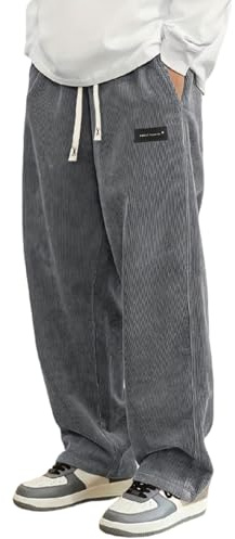 Générique Pantalon Velours Homme Côtelé Hiver Large Jogging Taille Élastique Baggy Y2K Sweatpants Chaud Pantalon de Survêtement Streetwear Grande Taille Classique