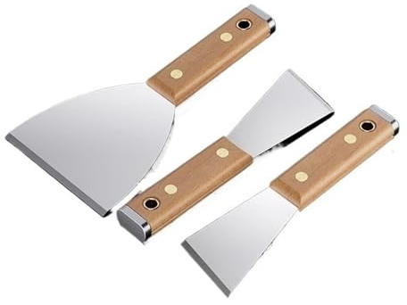 Edelstahl-Farbschaber-Werkzeuge, 3-teiliges Set, Spachtel for Auftragen von Gips, Zement