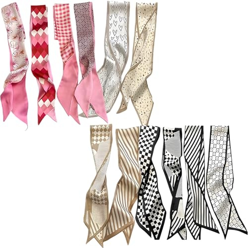 FrostyFlair Foulards pour Femmes, 12 pièces de Bandeaux multifonctionnels, Foulards pour Sacs à Main, Accessoires de Mode, Bijoux de Cheveux