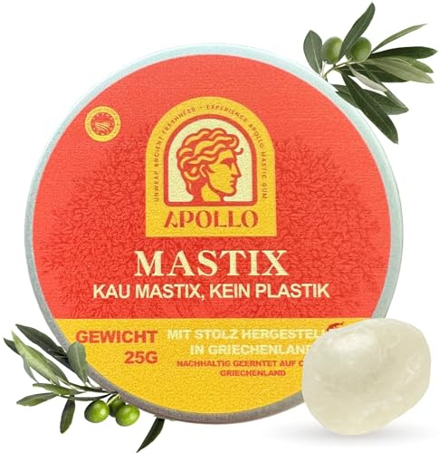 Apollo Mastix Kaugummi – 100% natürlich | Starker Kaugummi aus Chios | Für Kieferpartie, Mundgesundheit und Verdauung | 25 g (25)