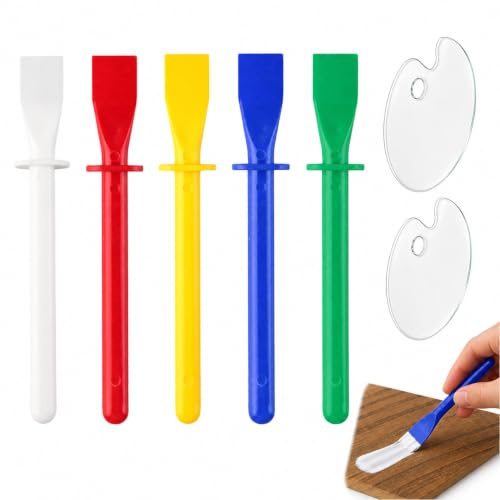 20 Pcs Glue Spreaders Set with 2 Color Palettes, 5 Colors Plastic Glue Brushes and Applicators Smear Sticks for Handmade DIY Art Easy Clean Woodworking Projects