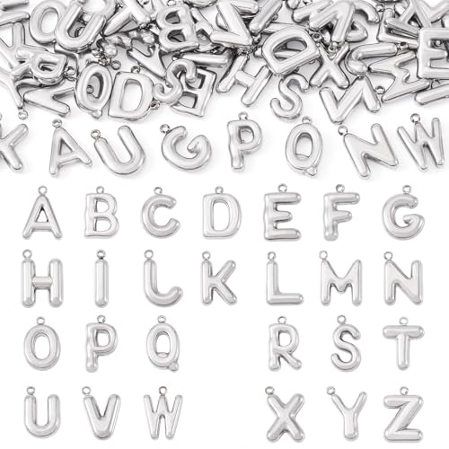 Spritewelry Edelstahl-Buchstaben-Anhänger, Initiale A-Z, Alphabet-Anhänger für Bastelarbeiten, Halsketten, Armbänder, Ohrringe, Schlüsselanhänger, Schmuckherstellung, Edelstahl