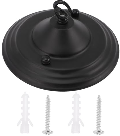 Milisten Deckenrosette Schwarz aus Eisen Kronleuchterhaken für Deckenlampe Hängend Platte 90mm Robust Einfach zu Montieren für Flur