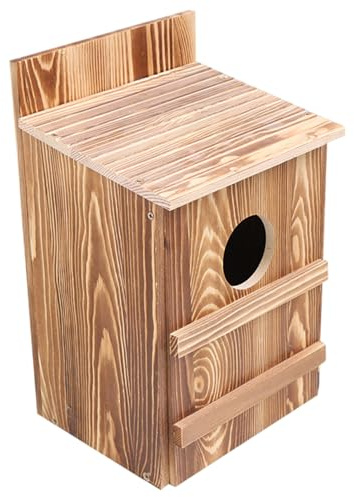 Syglawnd Eulenhaus, Eulen-Nistkasten für draußen, Holzhaus mit runder Öffnung und Kratzstangen, belüftetes Vogelhaus im Freien für kleine Vögel