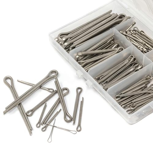 Generiskt Splint-bläck – 230 stycken fjäderbelastade spolbläck | Stort splint-sortiment-set | Splint av galvaniserat stål i 6 storlekar | hårnålar håller pennor eller kronmuttrar på plats