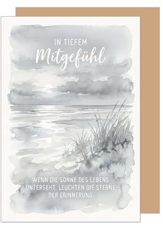 Edition Seidel Premium Trauerkarte mit Umschlag. Beileidskarte Kondolenzkarte Karte Klappkarte Spruch In tiefem Mitgefühl Anteilnahme Gedenken Trost Hoffnung Kraft (T1277 SW026)