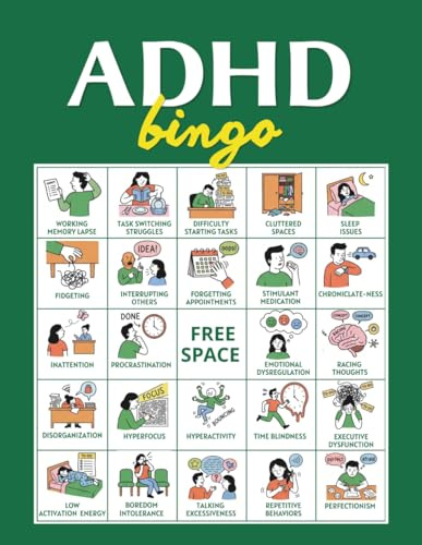 Adhd bingo: 32 player activities for kids, fund raising game for ADHD Awareness Month, Workshops, Classrooms