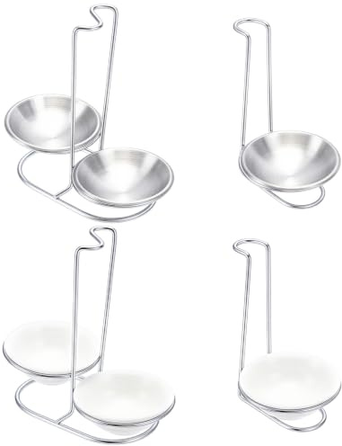 INTERWARM 2 reposes cuchara de encimera de cerámica con 2 cuencos reposar cuchara vertical de acero inoxidable (2 piezas) con 1 cuencos para restaurante de fondue china