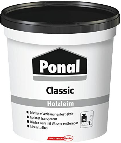 Ponal Classic, gebrauchsfertiger Holzleim mit hoher Verleimungsfestigkeit, Holzkleber für Montage-, Flächen- & Fugenverleimungen, transparenter Bastelleim, 1x760g