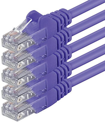 1aTTack.de 0,5m - violett - 5 Stück - (PACK) - CAT.6 CAT6 Ethernet-Lan-Netzwerk-Kabel 1000 Mbit/s Patchkabel