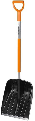 Fiskars Pala da neve per piccole quantità di neve, Larghezza della lama: 35 cm, Lama in plastica/Manico in alluminio, Nero/Arancione, SnowXpert, 1003468