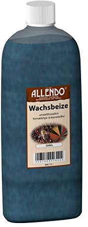 Wachsbeize Buntfarbe inkl. 1x Pinsel für beizen zum Auftragen (1000 ml türkis)