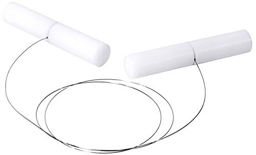 Käseschneidedraht mit zwei Griffen 140 x 19 mm aus weißem Polyethylen, Draht aus 0,6 mm Edelstahl, für Käseränder/Länge: 1,2 m (inkl. 4 Ersatzdrähten) | ERK